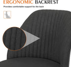 Sweetcrispy Armless Vanity Chair, Cute Comfy Home Office Desk Chair with Wheels, Modern Upholstered Task Computer Seat for Bedroom, Study, Makeup Vanity, Height Adjustable & Swivel, Deep Gray