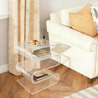 Side Table, S Shape Side Table, Creative Nightstand for Bedroom, Living Room, Hotel Decoration (Clear)