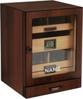CASE ELEGANCE Monogrammed Luca Cabinet Humidor with Thick Cedar, Easy humidification System, Accurate Digital Hygrometer - Brown