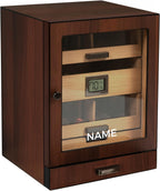 CASE ELEGANCE Monogrammed Luca Cabinet Humidor with Thick Cedar, Easy humidification System, Accurate Digital Hygrometer - Brown