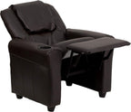 Flash Furniture Vana LeatherSoft Kids Recliner with Cup Holder, Headrest, and Safety Recline, Contemporary Reclining Chair for Kids, Supports up to 90 lbs., Brown