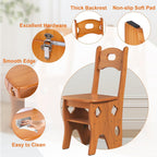 Folding Library Ladder Chair, 4 Tier Portable Step Stool Chair, Lightweight 3-in-1 Stepladders Display Stand, Library Steps Bookshelf Plant Stand for Storage and Decoration