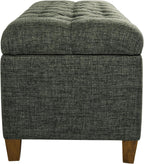 Homepop Home Decor Tufted Ainsley Button Storage Ottoman Bench with Hinged Lid Ottoman Bench with Storage for Living Room & Bedroom, Green Clover Fabric