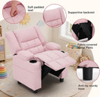 Korser Kids Recliner Chair, Toddler Recliners with Adjustable Push Back Design, Kids Recliner Sofa with Cup Holder, Footrest & Side Pockets for Boys Girls Room. (Pink, 110 lbs Capacity)
