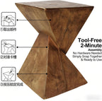 Modern Side Table with Geometric Design, Stylish Accent End Table for Living Room & Bedroom, Contemporary Black Accent Furniture for Home Decor (Natural)