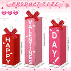 Redbaker 3 Pcs Valentine's Day Decorations for Home Wooden Block Sign Happy Valentines Day Table Decor Rustic Farmhouse Red Pink Centerpieces for Tiered Tray Wedding Mother Party Shelf Mantel Favor