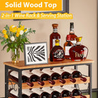 Sonyabecca 48 Bottle Wine Rack Freestanding Floor with Wood Top,8-Tier Wine Storage Shelf with Serving Station, Wine Holder for Kitchen, Bar, Dining Room, Home Bar Cabinet for Wine Bottles, No Wobble