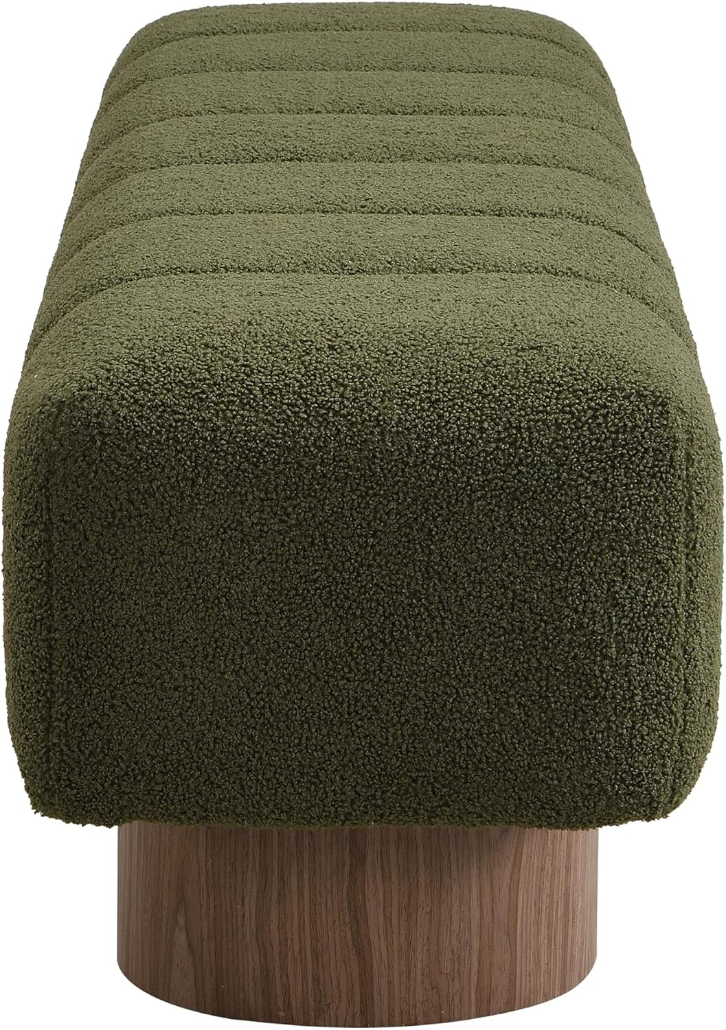 Merax 64" Upholstered Boucle Dining Bench Entryway End of Bed Ottoman Bench for Living Room Bedroom Dining Room, Wood Leg, Bear 300 LBS, No-Assembly (Green)
