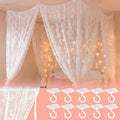 8 Panels Lace Bed Canopy Curtains with 10 Ceiling Hooks 40 x 84 and 30 x 84 Inch Curtains for Queen Size Bed Dorm Bedroom No Drill Romantic White Lace Canopy Tie Top DIY Setup