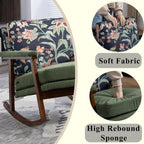 Rocking Chair Nursery with Sponge Cushion, Comfortable Accent Chair with Lumbar Support, Glider Armchair with Removable Seat & Back Pad for Living Room Bedroom Office Sunroom Indoor, Antique Green