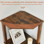 YUFAM 3-Tier Corner Shelf with Sturdy 5-Leg Base, Wooden Corner Bookshelf for Small Spaces, Small Corner Table for Living Room, Bedroom, Office, Brown