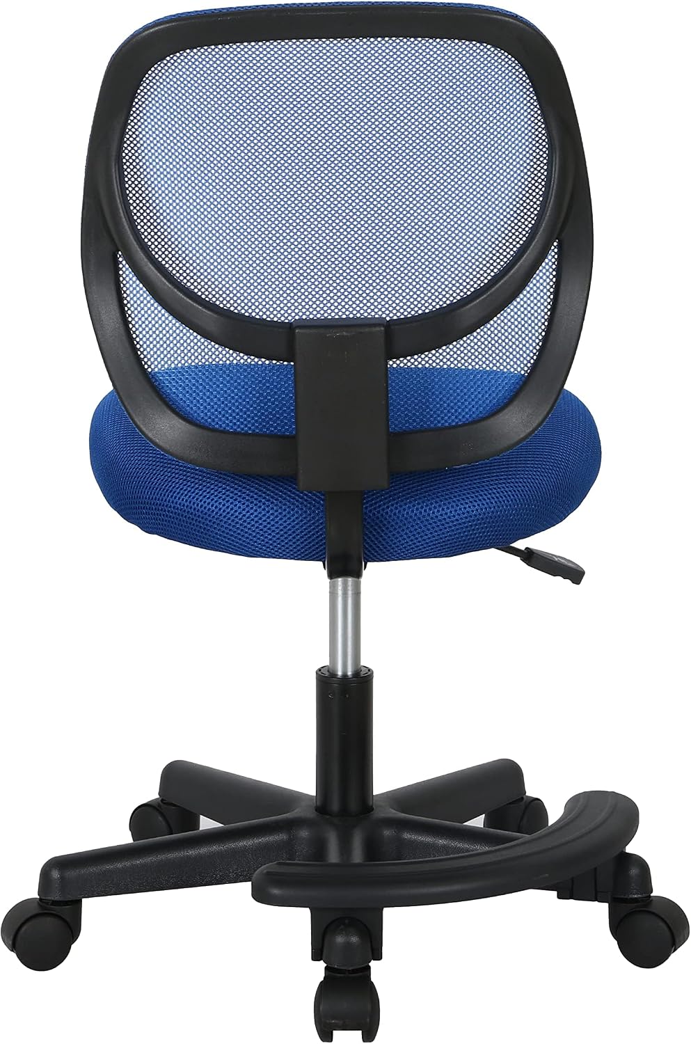 Amazon Basics Kids Adjustable Height Mesh Low-Back Swivel Desk Chair with Footrest, Rolling Study Chair, Armless, Blue