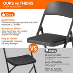 Folding Chairs Set of 2 with Padded Cushion 380 LBS Heavy Duty Foldable Chair Reinforced Steel Frame Soft Mesh Back Folding Chairs 2 Pack for Indoor Outdoor Party Wedding Dining Event Black