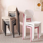 Plastic Stacking Chairs -Ergonomic Dining Stool Khaki-One-Piece Chairs,Sturdy, Seamless,Armless,high Back Support（1 Piece）(Black)