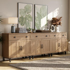 FENSULN Buffet Sideboard Cabinet Farmhouse 3 in 1 Modern Storage Cabinet with Drawer and Doors for Kitchen, Coffee Bar, Living Room, Oak