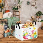 Easter Storage Basket Easter Bunny Storage Bin Collapsible Nursery Hamper Clothes Box Book Shelf Basket Easter Bunny Eggs Decor Easter Gifts