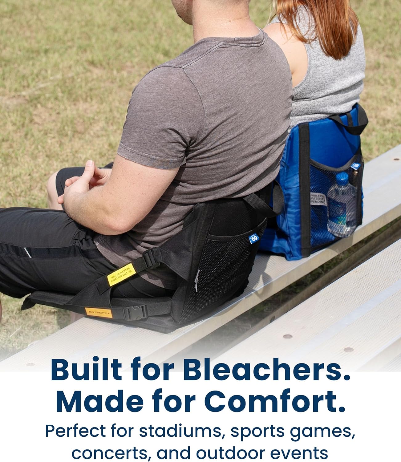 Everlasting Comfort Stadium Seats with Back Support - Adjustable Memory Foam Bleacher Chairs with Back and Cushion, Portable, Easy Folding Stadium Seat Cushion with Storage Pocket