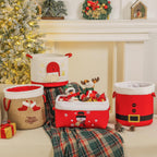 Christmas Gifts Baskets Empty Christmas Ornament Box Xmas Storage Baskets Canvas Toys Organizer Bin for Holiday, Snowman Raffle Basket Foldable Baskets for Nursery/Living room, Kids Toy Chest, Large