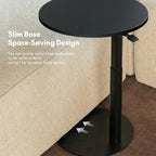 FLEXISPOT Adjustable Side Table, Round End Table for Couch & Bed, Stable & Space-Saving Bed Side Table with Effortless One-Hand Height Adjustment, Low-Profile Steel Base, Perfect for Small Spaces