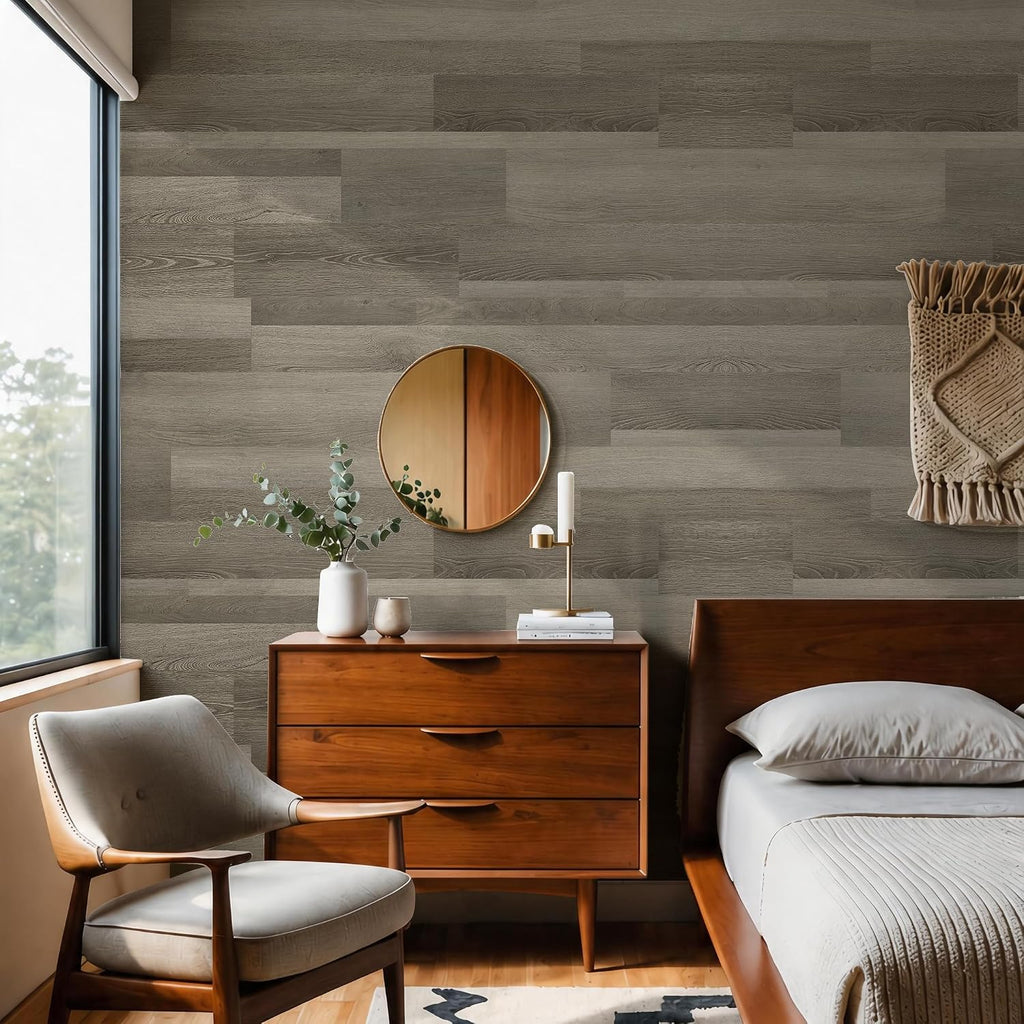 Peel and Stick Wall Panels, Easy Self Adhesive Vinyl Tiles Wall Planks, Farmhouse Wood Grain Shiplap for Kitchen Bedroom Interior WallDecor (12 pcs/18.1 Sq Ft/Box) (Oak White)