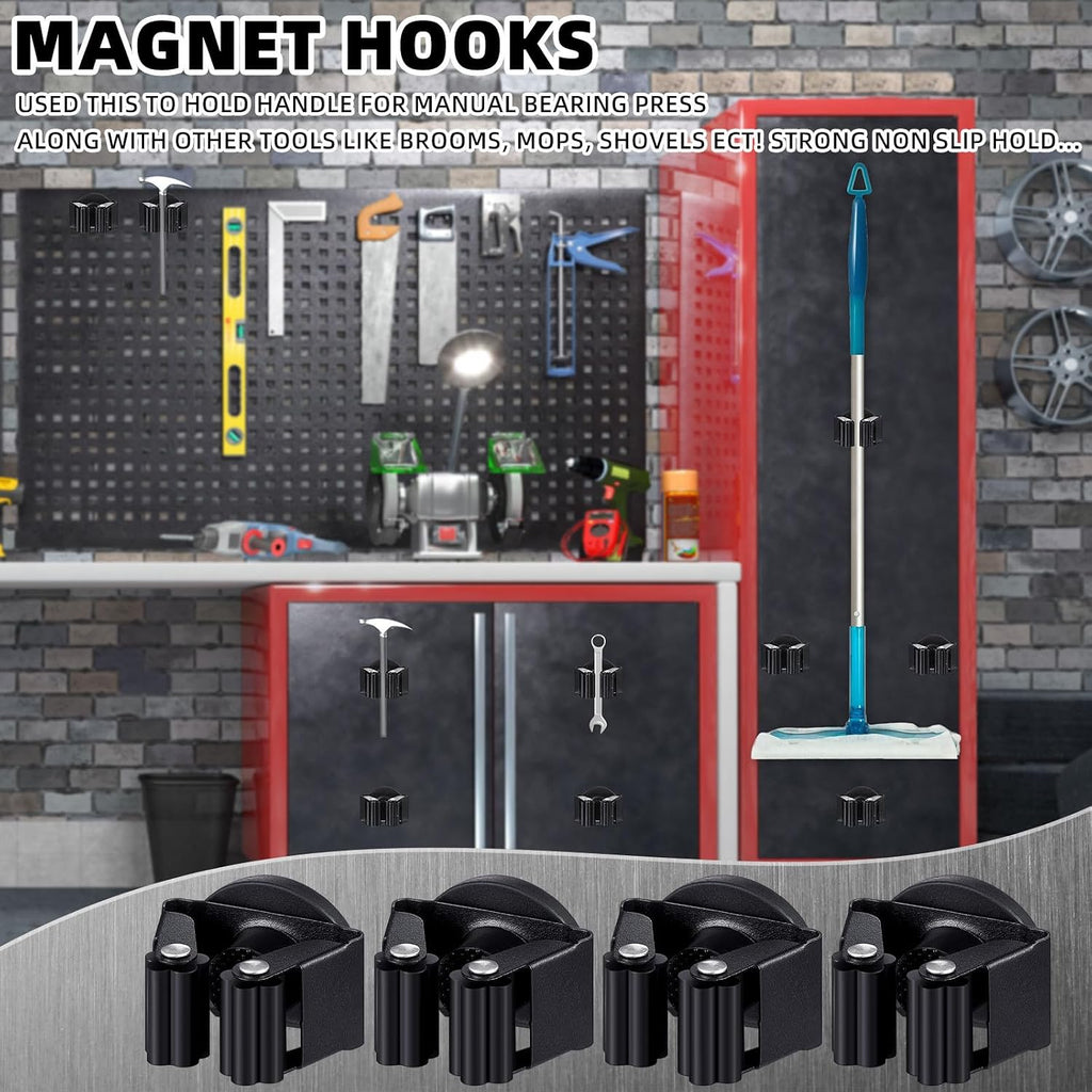 Vercraft 24 Pcs Magnetic Mop Broom Holder Movable Magnetic Broom Holder Rack, Anti Slip Wall Mounted Utility for Cleaning Tools, Garage, Kitchen, Laundry, Garden (Black)