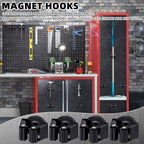 Vercraft 24 Pcs Magnetic Mop Broom Holder Movable Magnetic Broom Holder Rack, Anti Slip Wall Mounted Utility for Cleaning Tools, Garage, Kitchen, Laundry, Garden (Black)