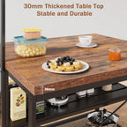 GarveeHome Kitchen Island with Storage, 42''Island Table for Kitchen with Seating Bakers Rack Microwave Oven Stand Shelf with 3 Tier Storage Shelf for Dining Room Living Room, 5 Hooks 42"*28"*72"