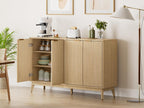 Sideboard Cabinet, 55'' Buffet Cabinet, Modern Fluted Storage Cabinet with Adjustable Shelf & Doors, Accent Credenza Sideboard for Kitchen, Coffee Bar, Living Room, Entryway, Hallway