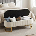 65 Inch Storage Ottoman Bench Velvet End of Bed Storage Bench King Size Upholstered Tufted Bench Large Space for Bedroom Living Room Entryway Beige