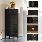 Yaheetech 34.5”H Bathroom Storage Cabinet, Narrow Floor Cabinet with 1 Drawer & 1 Door,Slim Storage Organization for Bathroom,Living Romm,Hallway,Corner,Small Space,Black