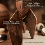 Walnut Wood Basketball Holder - Elegant Desktop Sports Ball Display Stand for Autographed Memorabilia, Drill-Free Tabletop Decor & Unique Gift for Men