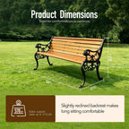 Outdoor Garden Bench, 59in Weatherproof Patio Bench with Cast Iron Backrest, Solid Wood Seat & Protective Cover, 570 LBS Capacity, Easy Assembly Park Bench for Yard/Deck/Porch(Black)