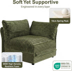 DreamDashio 7-Seat Sectional Sofa, Oversized Extra Wide Deep Seat Giant Detachable Modular Cloud Couch, Certified Corduroy Fabric with Storage & Detachable & Adjustable Arms, for Living Room, Green