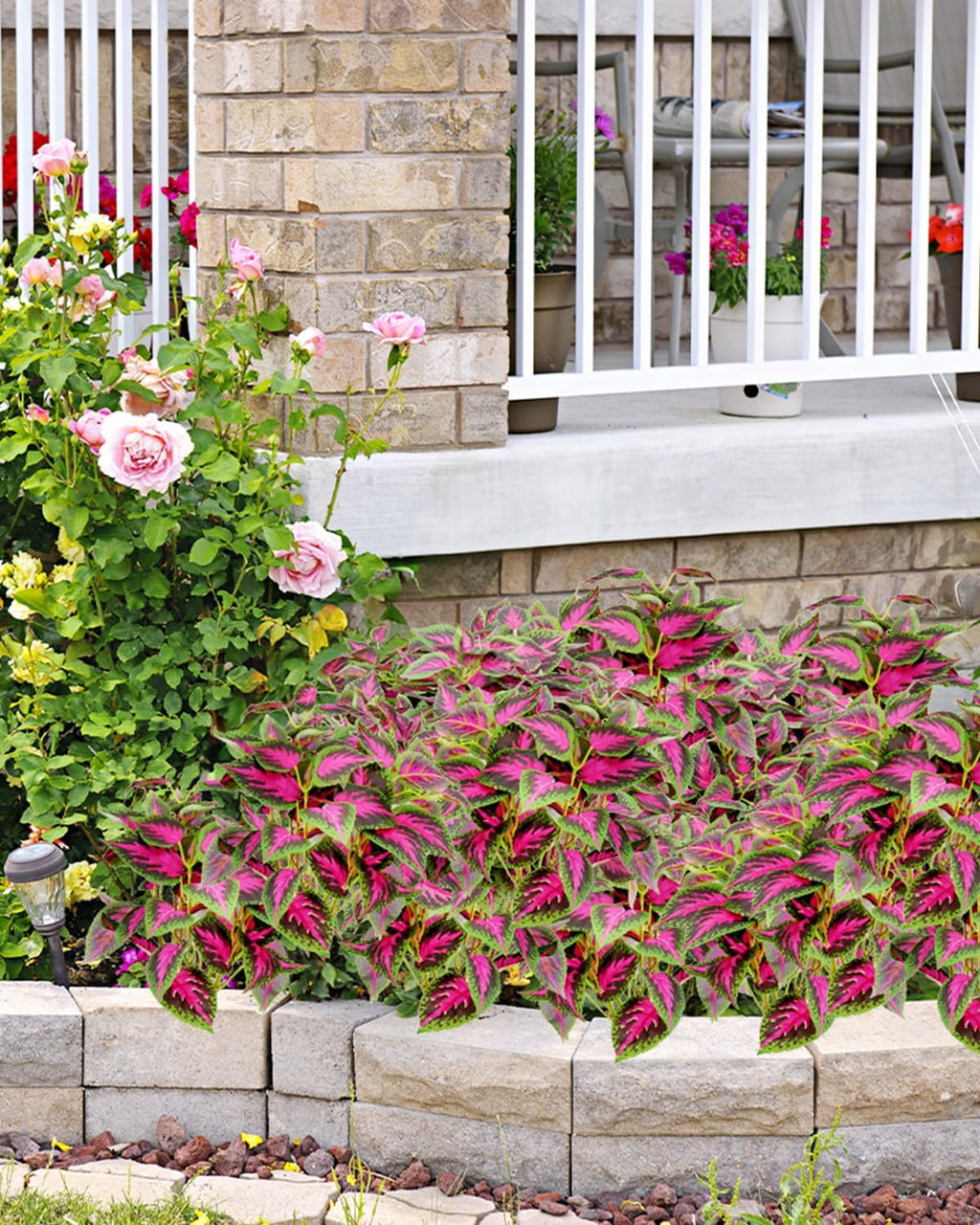 6 Pc Artificial Plants Outdoor, UV Resistant Artificial Outdoor Plants, Faux Coleus Plants with Stems, Fake Greenery Outdoor Plants for Porch Decor, Patio, Garden, Walkway & Outdoor Planters