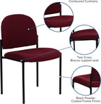 EMMA + OLIVER Comfort Burgundy Fabric Stackable Steel Side Reception Chair
