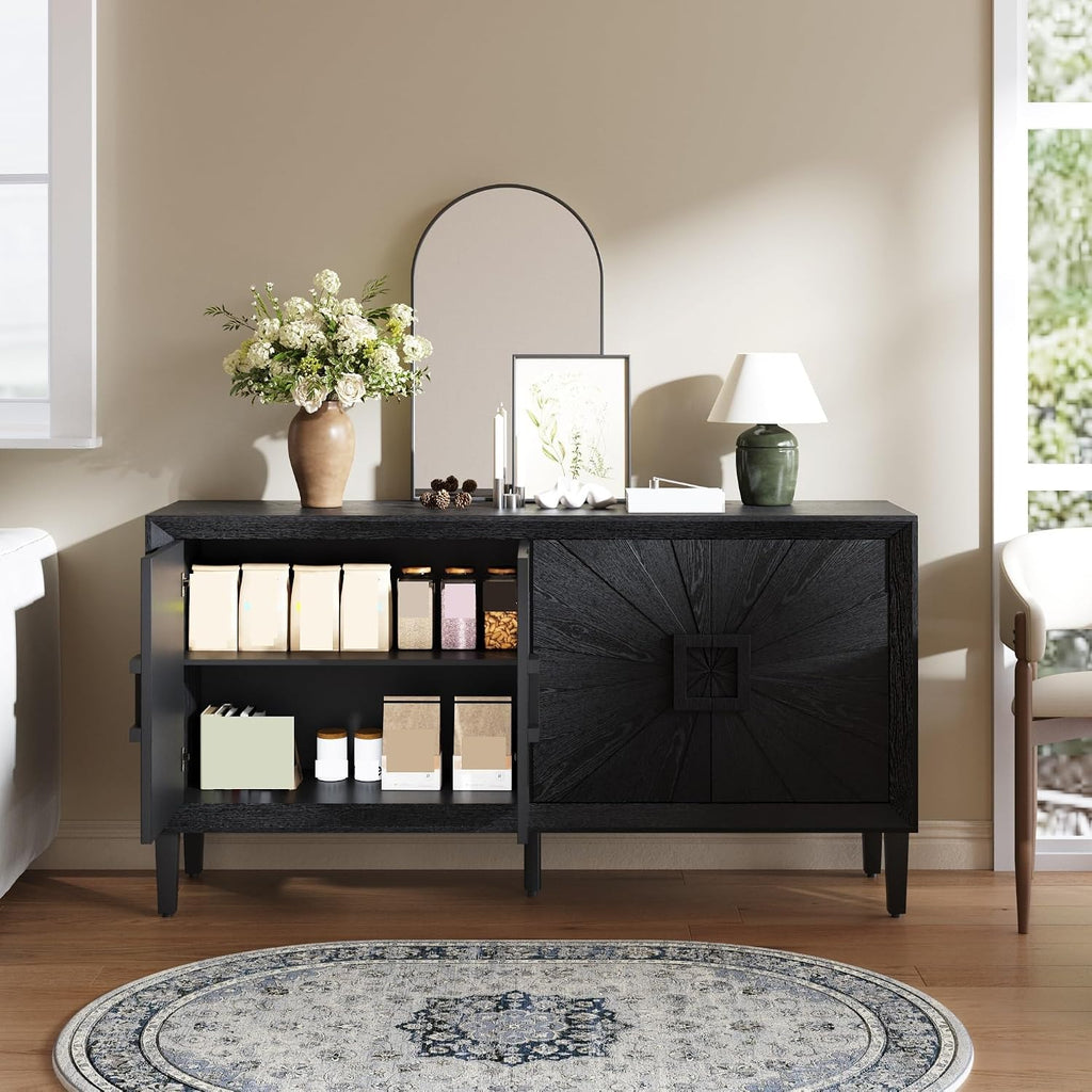 Farmhouse Storage Cabinet, Heavy-Duty TV Stand with Adjustable Shelves, Pantry Storage Cabinet,for Kitchen Home