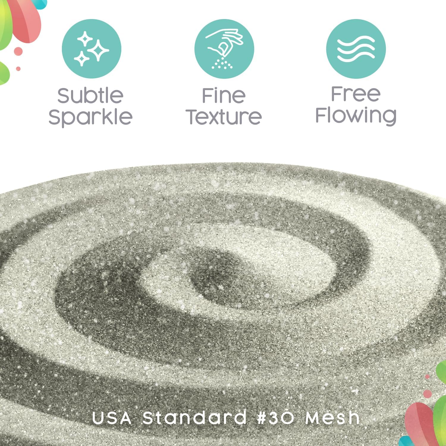 Silver Shimmer Unity Sand, 1 LB (16 oz), Metallic Colored Sand for Weddings, Vase Filler, Home Décor, Crafts, Terrariums, and More
