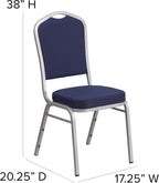 EMMA + OLIVER Crown Back Stacking Banquet Chair in Black Fabric - Silver Frame