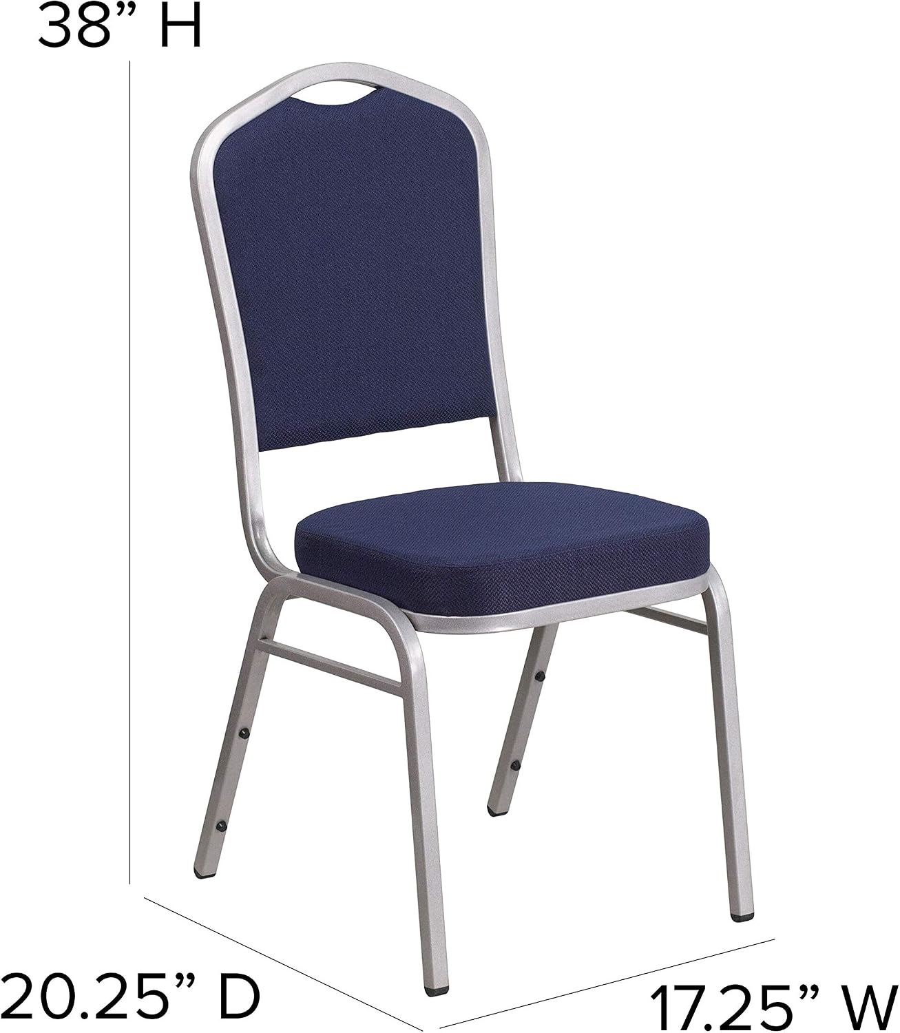 EMMA + OLIVER Crown Back Stacking Banquet Chair in Black Fabric - Silver Frame