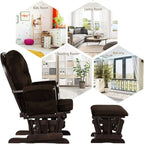 DORTALA Baby Glider Rocker with Ottoman, Multi-Position Glider with Cleanable Upholstered, Smooth Rocking Motion, Nursery Glider & Ottoman Sets for Nursing Baby, Reading, Brown