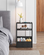 TUTOTAK Keep Phones Charged & Books Organized with Slim 3-Tier Side Table with Charging Station for Living Room Bedroom TB01BK095