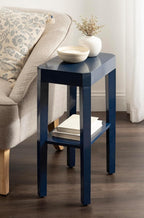 Kate and Laurel Talcott Modern Rectangle Wooden Side Table, 16 x 10 x 25, Navy Blue, Transitional Decorative Two-Tier End Table for Use as a Bedroom Nightstand or Living Room Accent