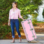 Rhino Trunk & Case Small Essential Trunk With Wheels, Tray, & Lid Organizer - 30"x17"x13", 1000+ lbs Capacity. Strong, USA Made Summer Camp Footlocker, and Secure College Dorm Storage Chest
