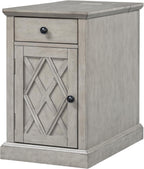 Traditional Wood End Table with Storage & Charging Station, Vintage Farmhouse Nightstand with USB Ports, Small Sofa Side Table for Living Room & Bedroom, Antique Gray