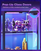 AODK Display Cabinet with Glass Door, 4-Tier Display Case with LED Lights, Display Shelf for Storage, Curio Cabinet for Collectibles, Living Room