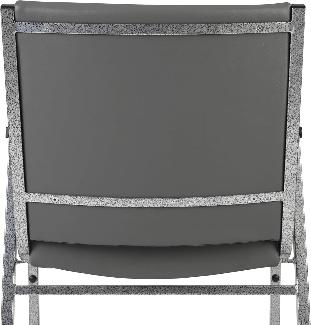 Flash Furniture Hercules Series Heavy Duty Gray Vinyl Stack Chair with Arms and Ganging Bracket, Set of 4