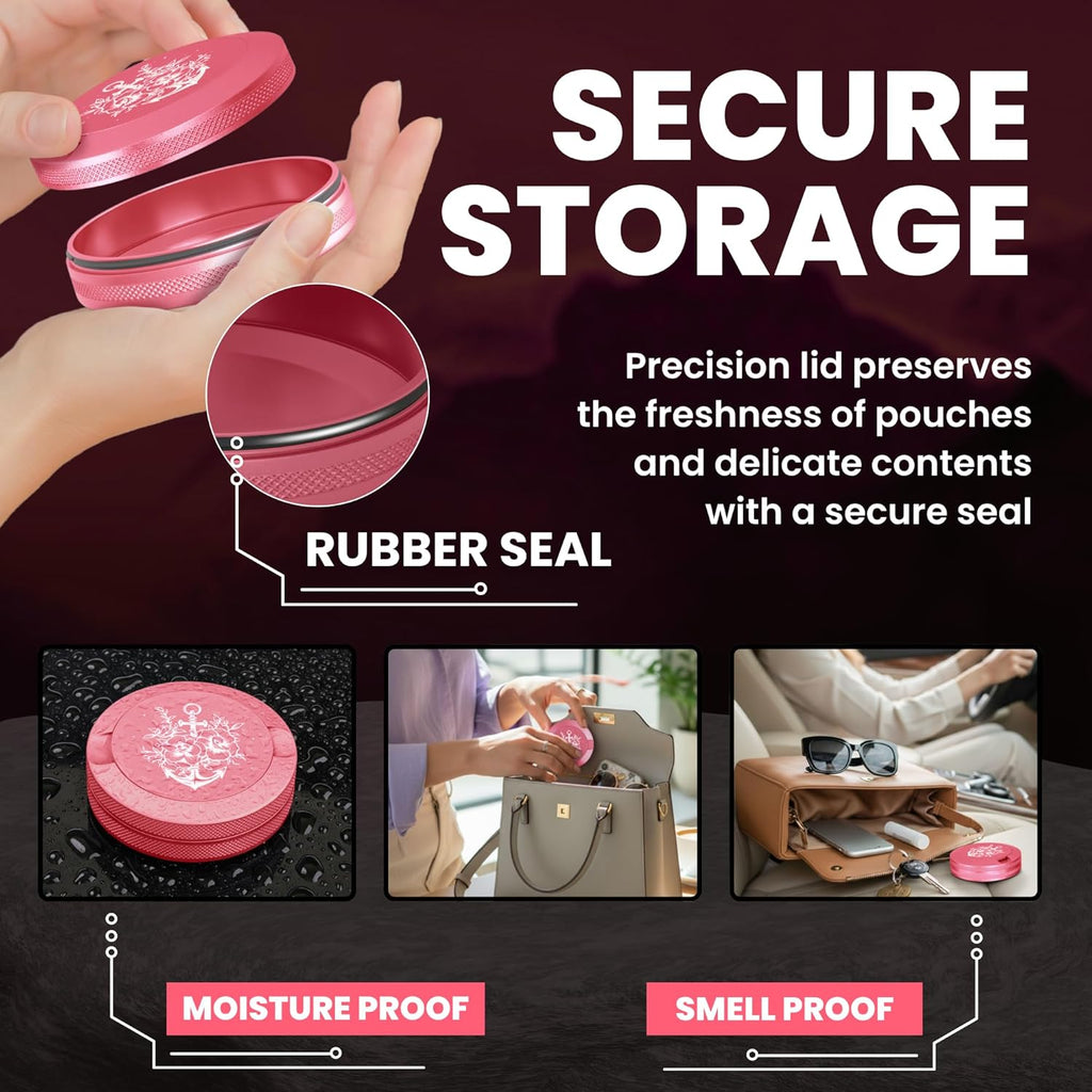 Premium Aluminum Organizer with Dual Compartment Design | Moisture Proof with Secure Seal, Compact and Pocket-Friendly modern design | Pouch Container for storage with Pouch Tin