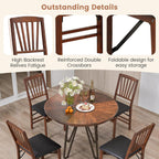 Wooden Folding Chairs Set of 4, Foldable Wood Chairs with Padded Seats, Solid Wood Frame, 400 lbs Weight Capacity, Space Saving Dining Chairs for Small Space, Guests Kitchen (4, Slatted Back)
