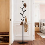 Sturdy Metal Coat rack Tree – Anti-Tip Design with 8 Hooks, Perfect for Home, Dorm, or Office Organization (black)