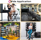 BYOOTIQUE Makeup Artist Stool Chair Protable 28" Height Tall Folding Directors Chair Aluminum Makeup Chair with Head Rest for Wedding Hair Stylist Studio Salon Vanity Craft Show, Black
